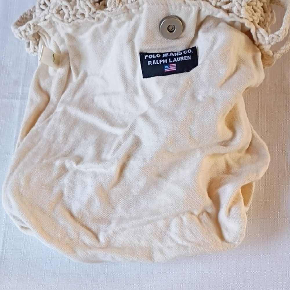 Polo Jeans Co.by Ralph Lauren Handcrafted Cream Macramé Bag - Picture 7 of 7
